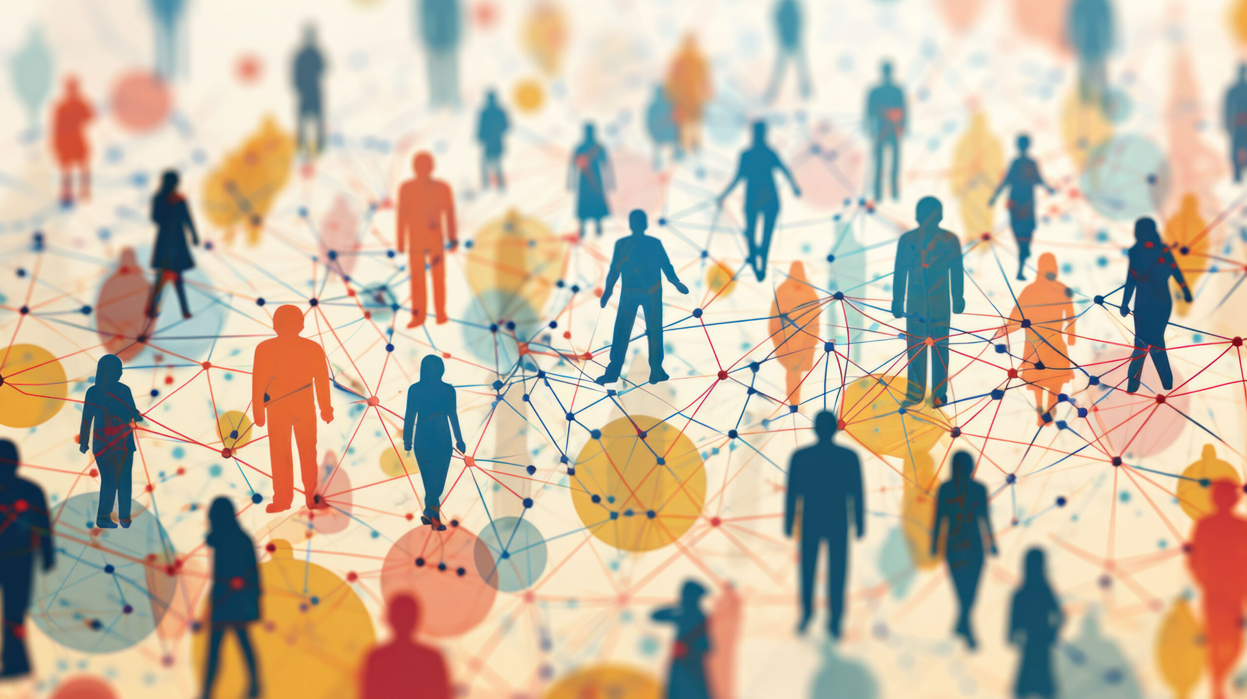 Abstract visualization of a connected community, representing the social aspects of health and collective well-being. FH Salzburg - Applied Social Innovations